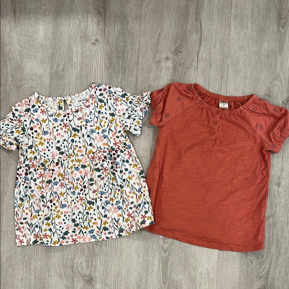 Floral and Rust Kids Tops Set